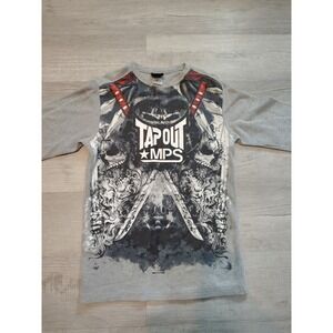 Tapout MPS Shirt Men's M Gray Thermal Waffle Knit Fitted Long Sleeve Y2K Grunge